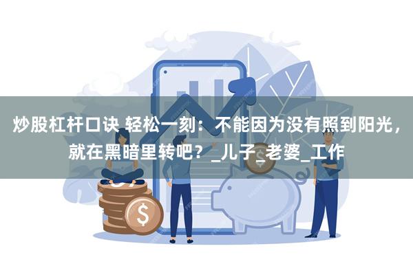 炒股杠杆口诀 轻松一刻：不能因为没有照到阳光，就在黑暗里转吧？_儿子_老婆_工作